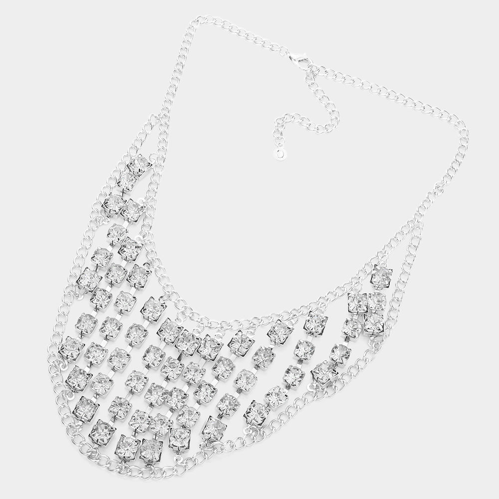 iLLASPARKZ Round Stone Cluster Bib Necklace