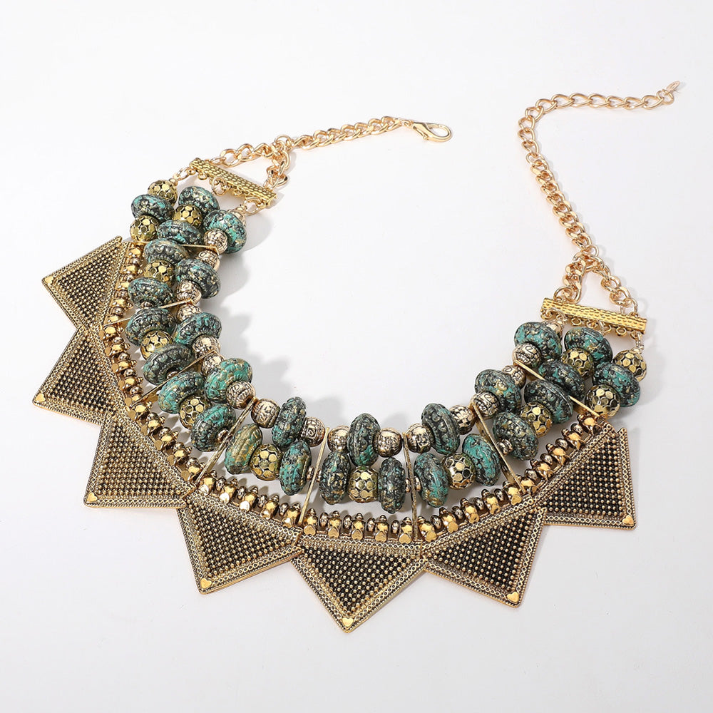 iLLASPARKZ Antique Metal Western Geometric Collar Statement Necklace