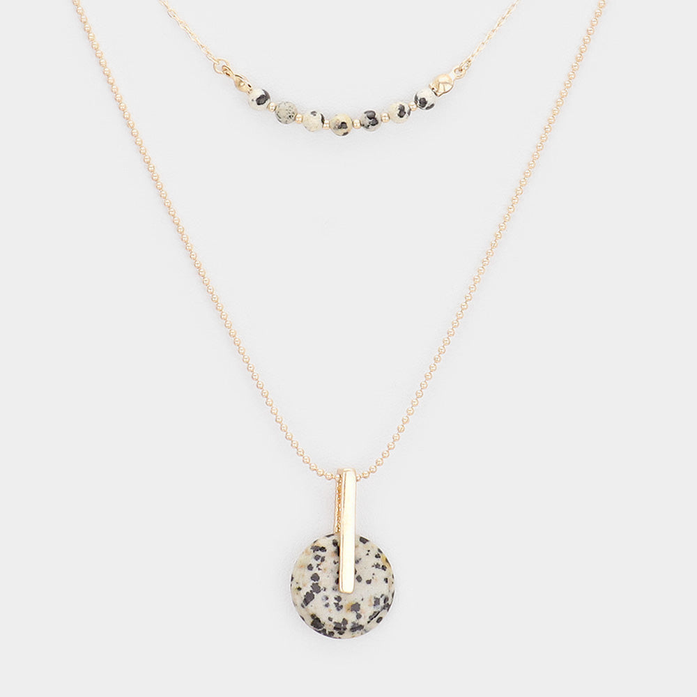 iLLASPARKZ Semi Precious Stone Pendant Layered Necklace