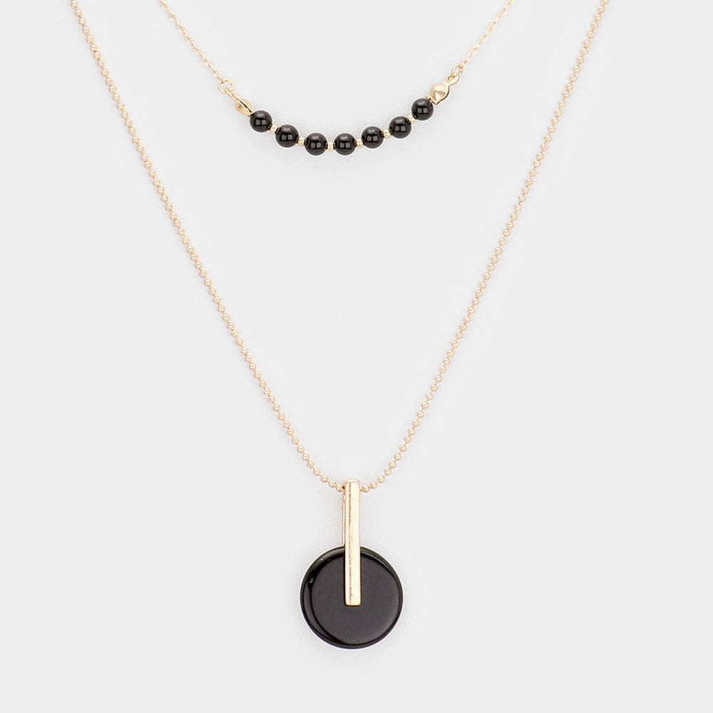 iLLASPARKZ Semi Precious Stone Pendant Layered Necklace