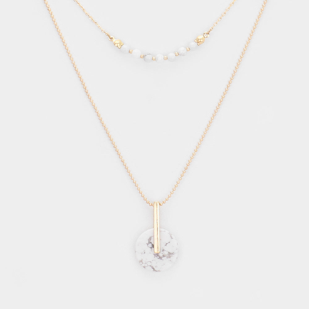 iLLASPARKZ Semi Precious Stone Pendant Layered Necklace