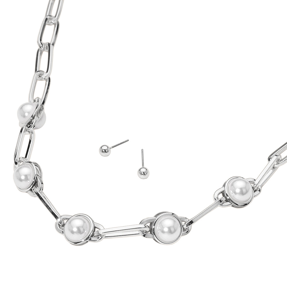 iLLASPARKZ Pearl Cluster Link Paperclip Chain Necklace