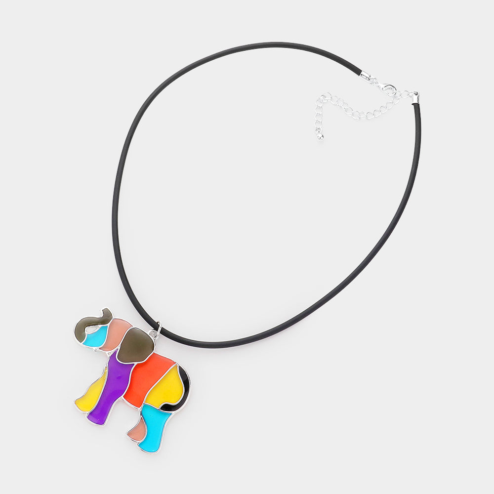 iLLASPARKZ Colorful Elephant Pendant Cord Necklace