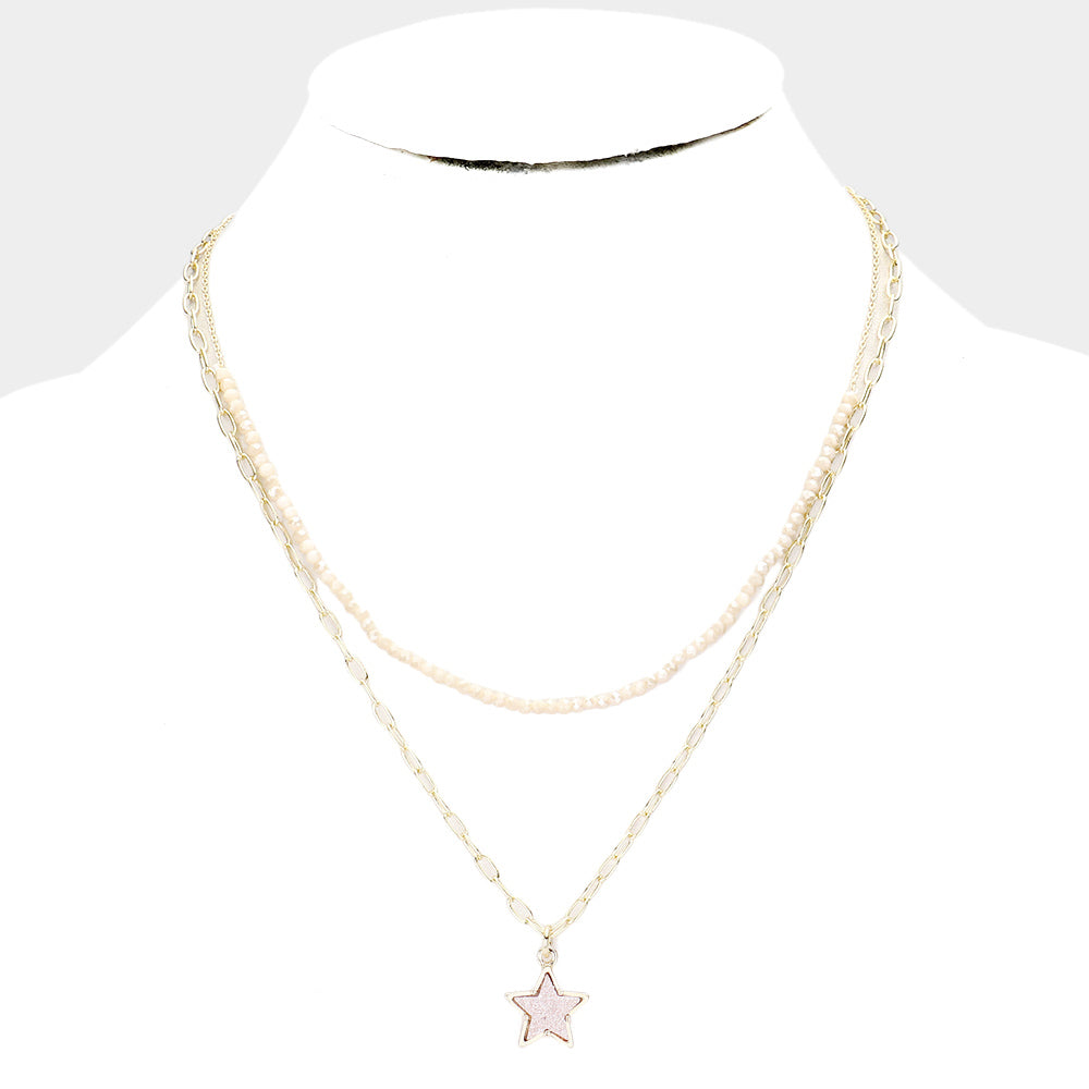iLLASPARKZ Druzy Star Pendant Double Layered Necklace