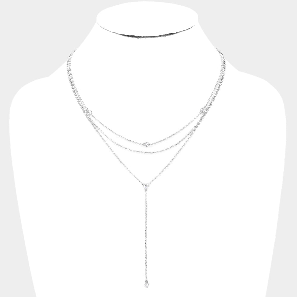 iLLASPARKZ Rhinestone Detail Triple Layered Y Necklace
