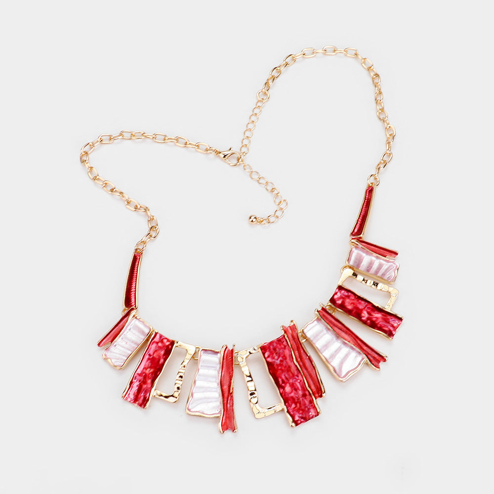 iLLASPARKZ Enamel Metal Bar Drop Collar Necklace