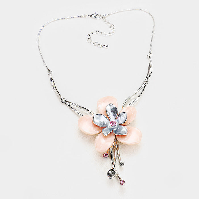 iLLASPARKZ Celluloid Acetate Colored Metal Flower Necklace