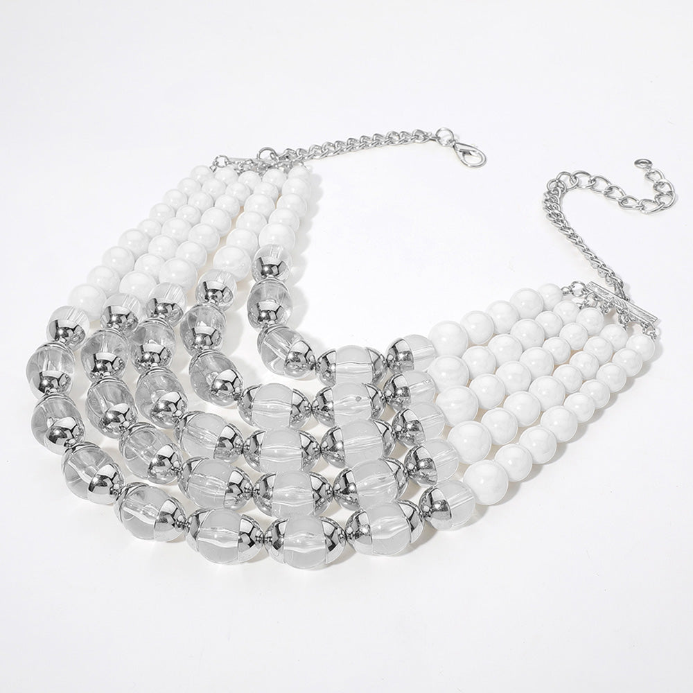 iLLASPARKZ Lucite Bead Accented Multi Layered Bib Necklace