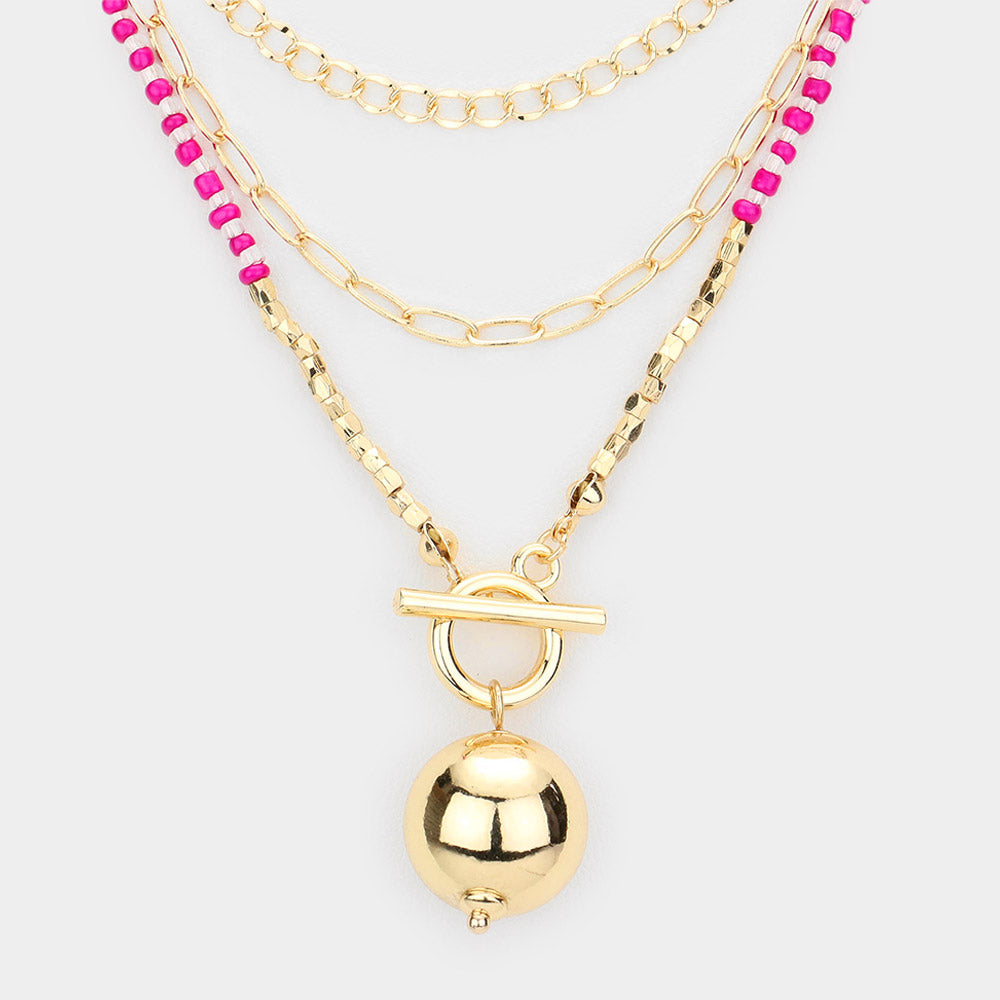 iLLASPARKZ Metal Ball Pendant Triple Layered Necklace