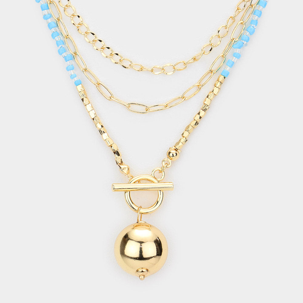 iLLASPARKZ Metal Ball Pendant Triple Layered Necklace