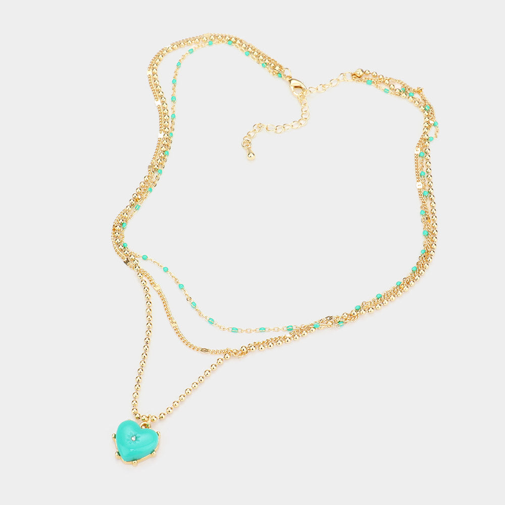 iLLASPARKZ Heart Pendant Triple Layered Necklace