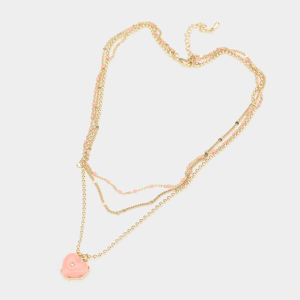 iLLASPARKZ Heart Pendant Triple Layered Necklace