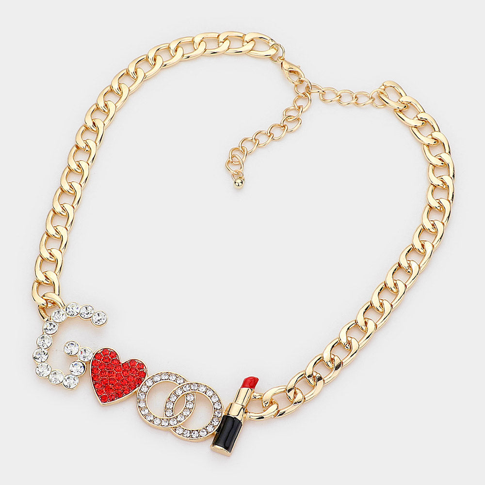iLLASPARKZ Rhinestone Paved Good Message Necklace