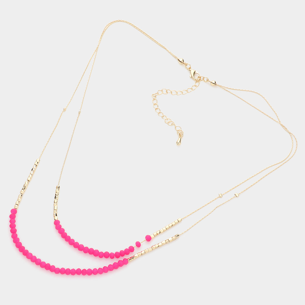 iLLASPARKZ Faceted Beaded Double Layered Bib Necklace