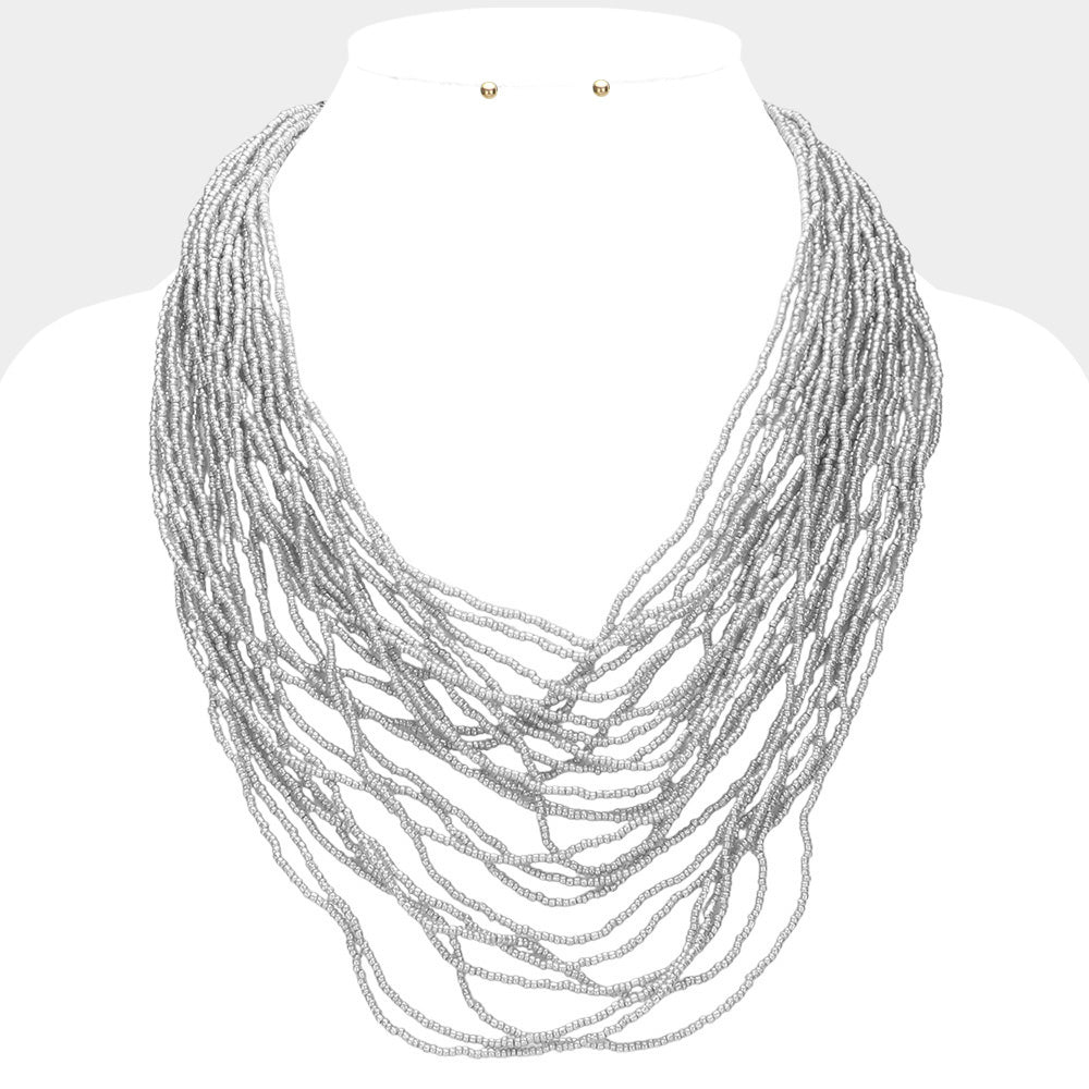 iLLASPARKZ Seed Beaded Multi Layered Strand Necklace
