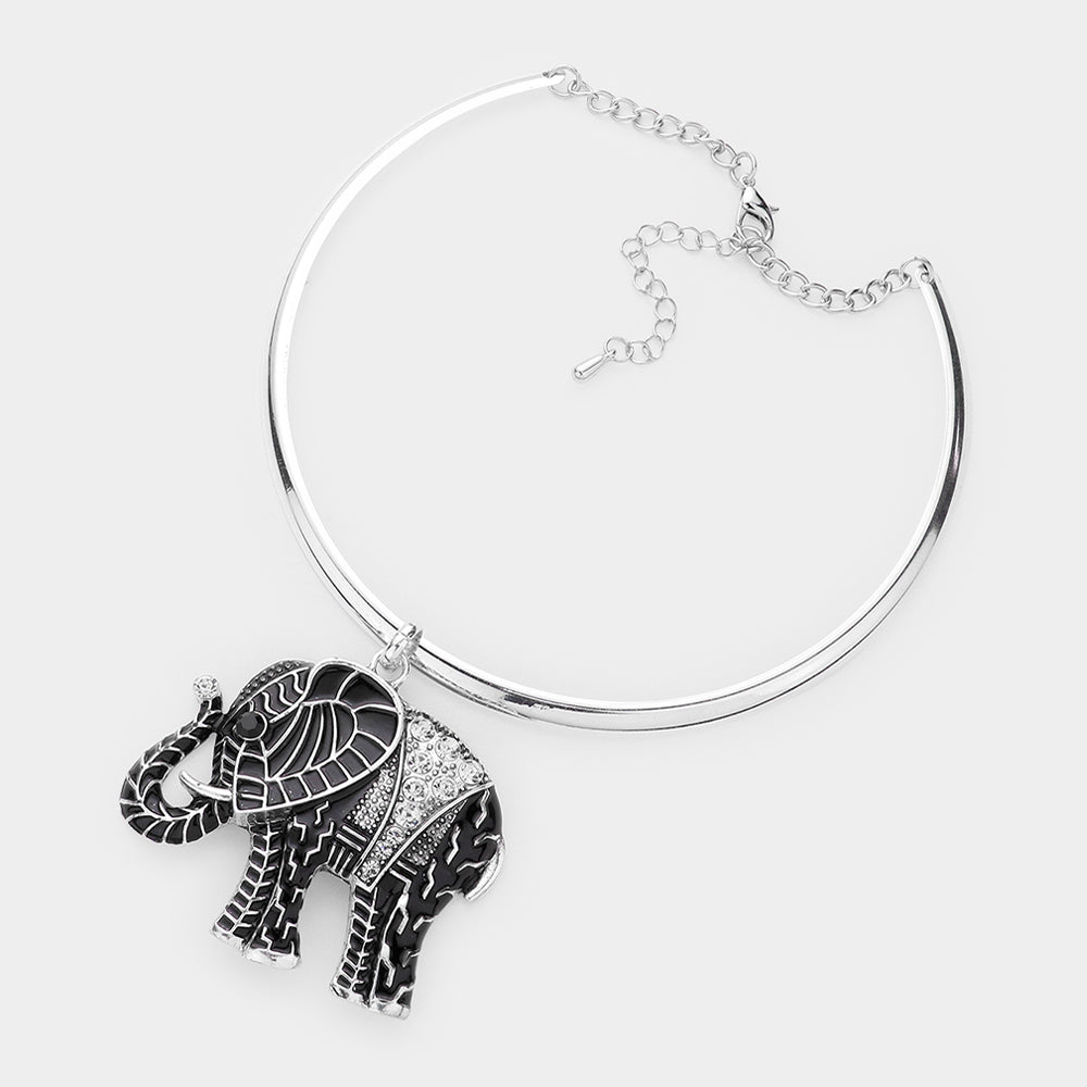 iLLASPARKZ Stone Embellished Elephant Pendant Necklace