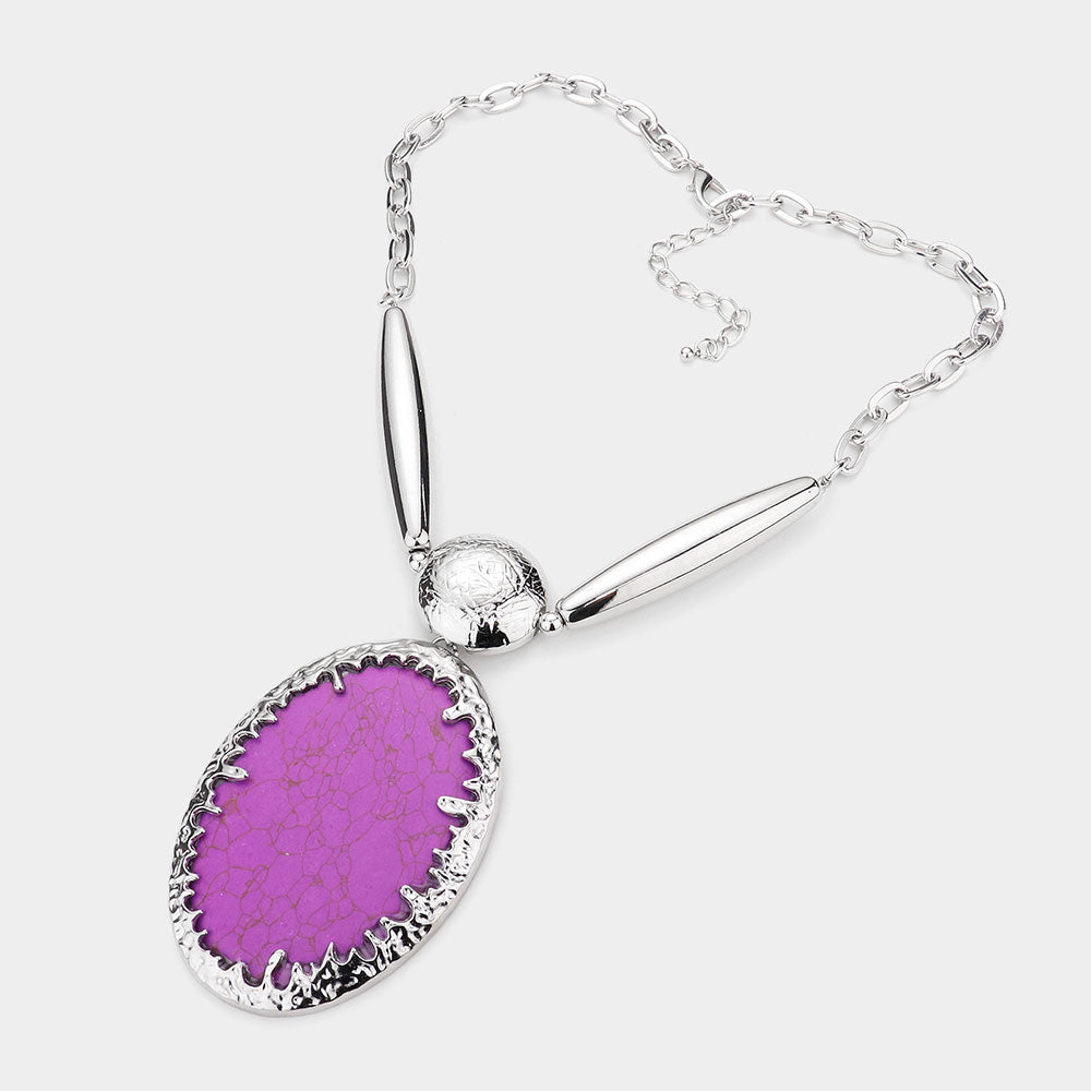 iLLASPARKZ Oval Natural Stone Accented Necklace