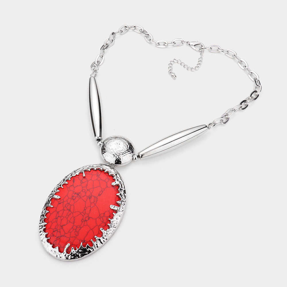 iLLASPARKZ Oval Natural Stone Accented Necklace