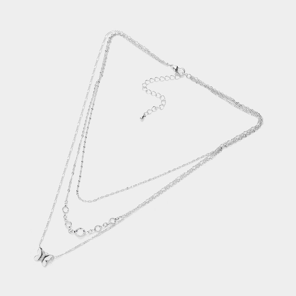 iLLASPARKZ Butterfly Pointed Triple Layered Necklace