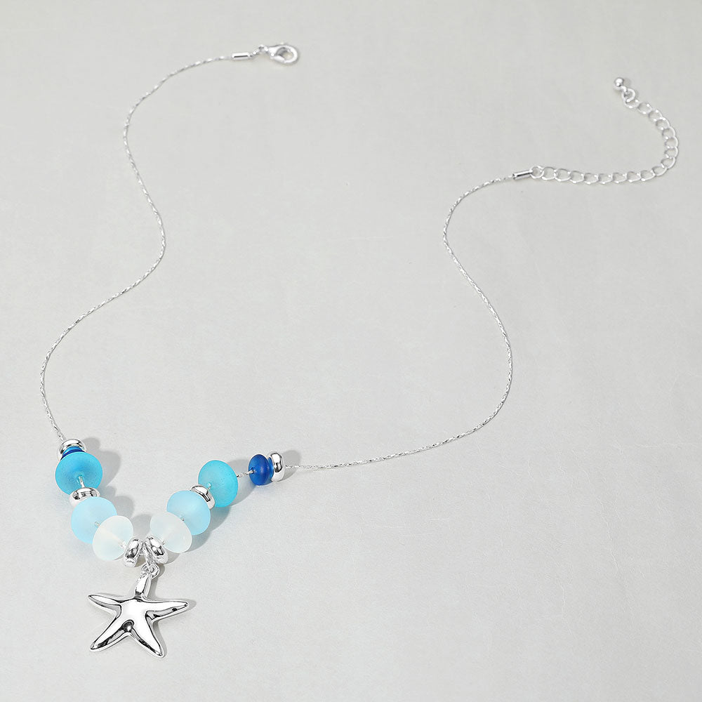 iLLASPARKZ Starfish Charm Frosted Beaded Necklace