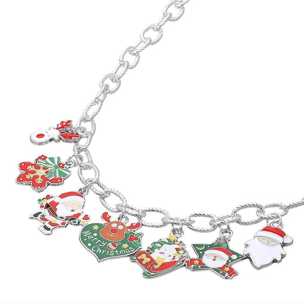 iLLASPARKZ Enamel Christmas Theme Charm Embellished Necklace