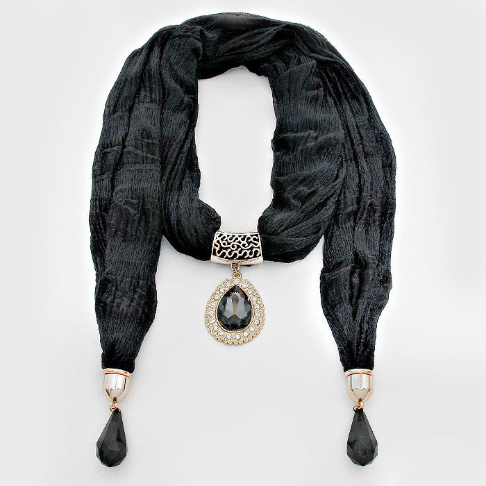 iLLASPARKZ Crystal Drop Shimmery Scarf Necklace