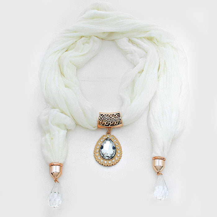 iLLASPARKZ Crystal Drop Shimmery Scarf Necklace