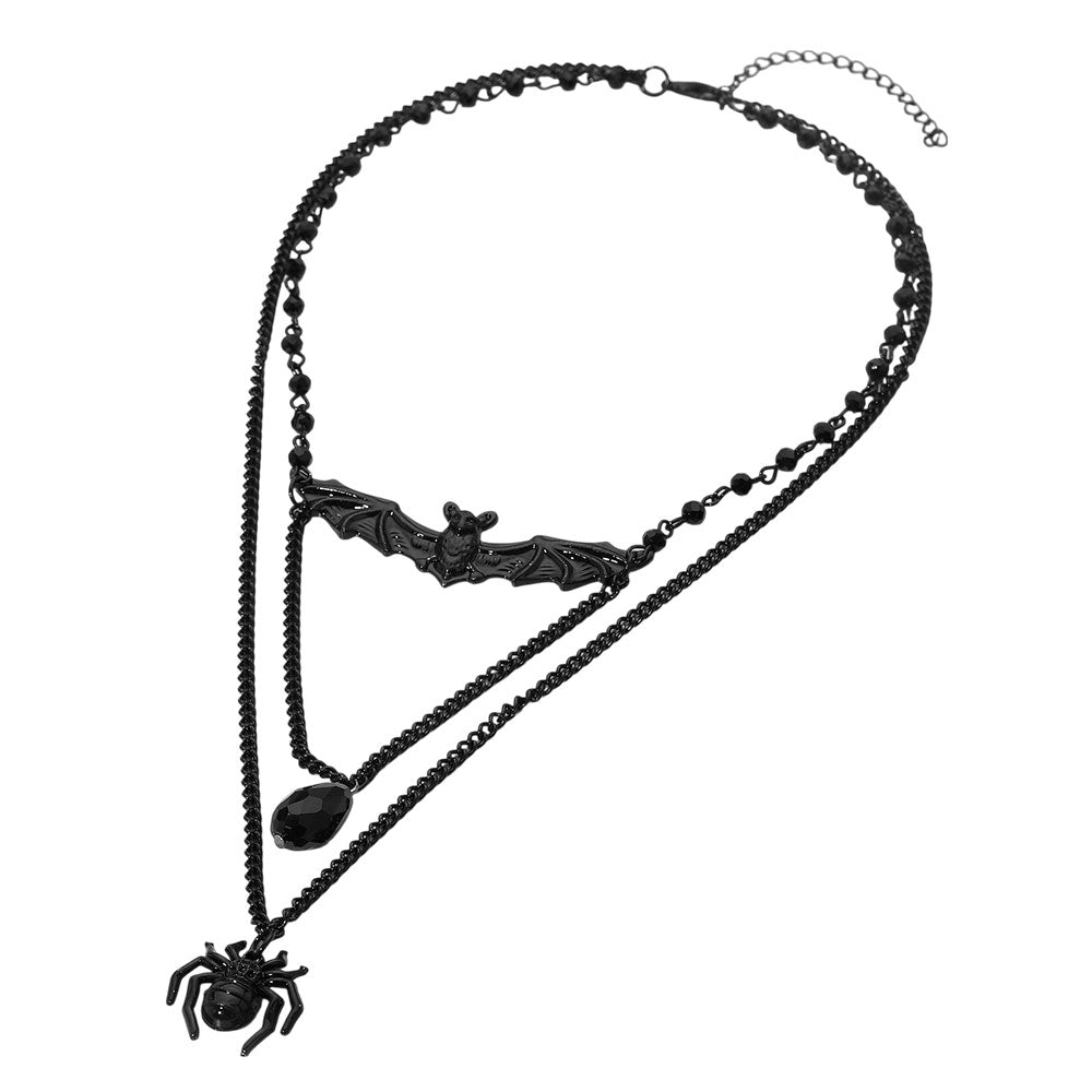 iLLASPARKZ Gothic Halloween Bat Spider Layered Necklace