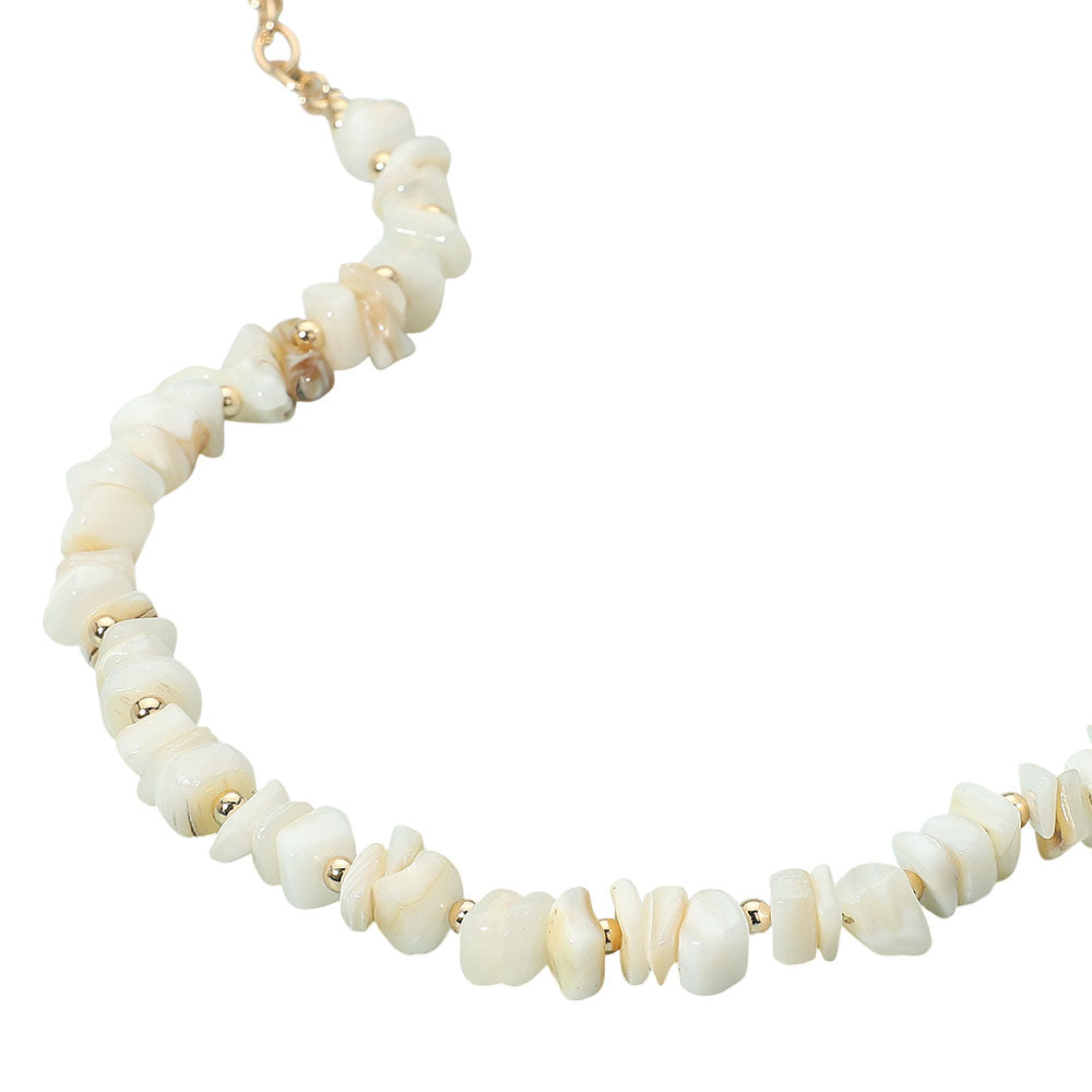 iLLASPARKZ White Chip Shell Accented Gold Chain Necklace