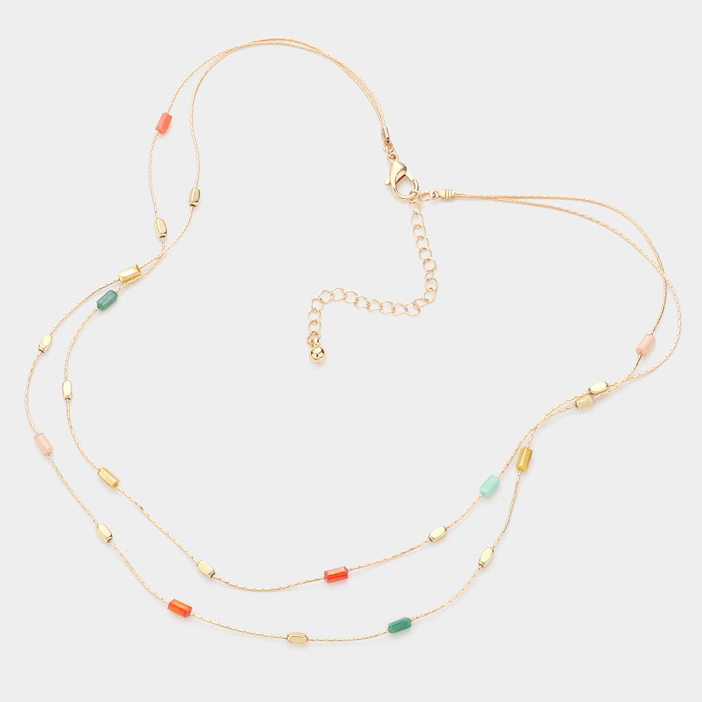 iLLASPARKZ Rectangle Bead Station Double Layered Necklace