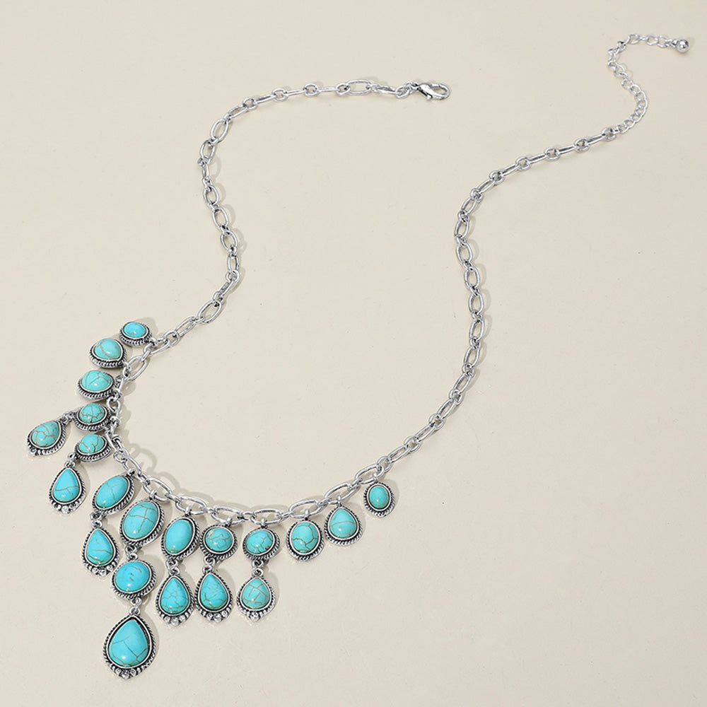iLLASPARKZ Antique Metal Western Stone Chandelier Necklace