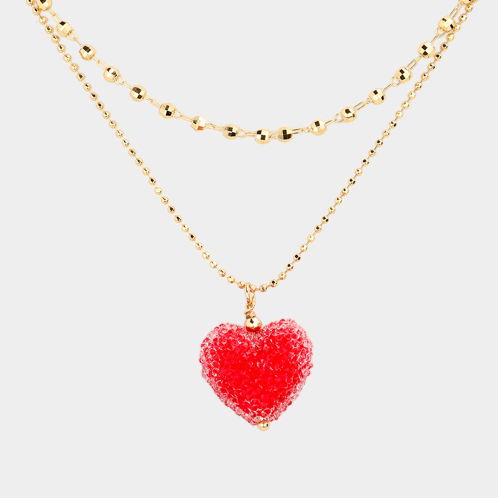 iLLASPARKZ Heart Pendant Double Layered Necklace