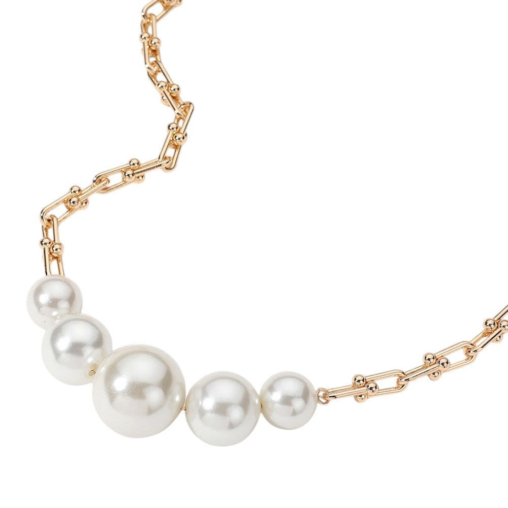 iLLASPARKZ Pearl Ball Beaded Hardware Chain Necklace