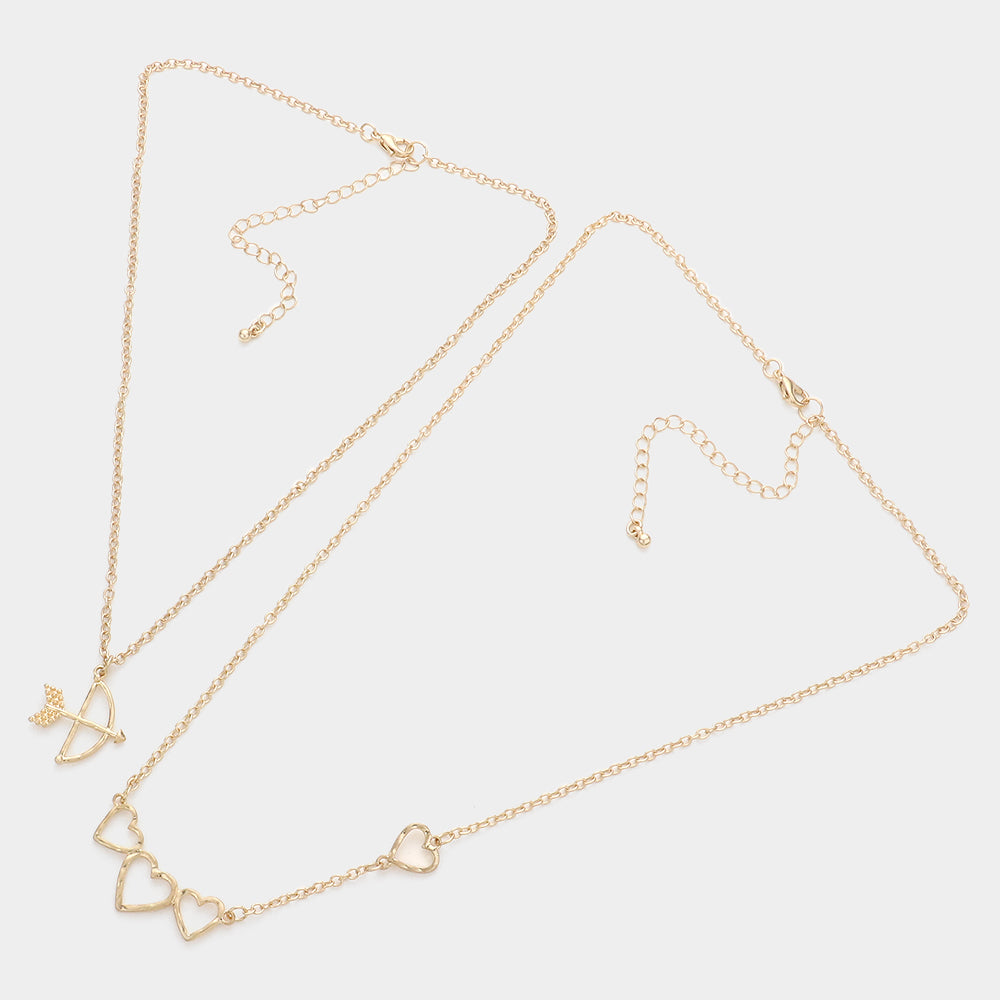iLLASPARKZ 2PCS - Cupid's Arrow Heart Pendant Necklaces