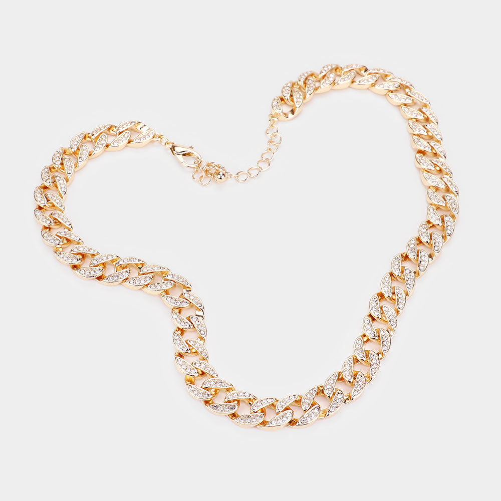 iLLASPARKZ Rhinestone Embellished Chain Necklace