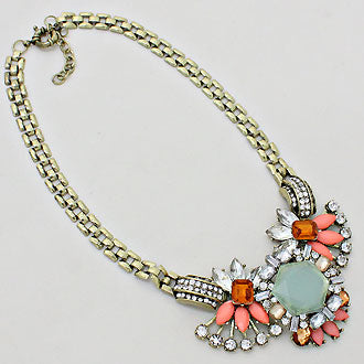 iLLASPARKZ Crystal Flower Rectangle Chain Necklace