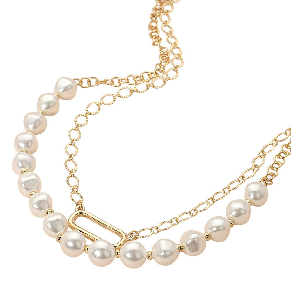 iLLASPARKZ Pearl Chain Link Layered Necklace