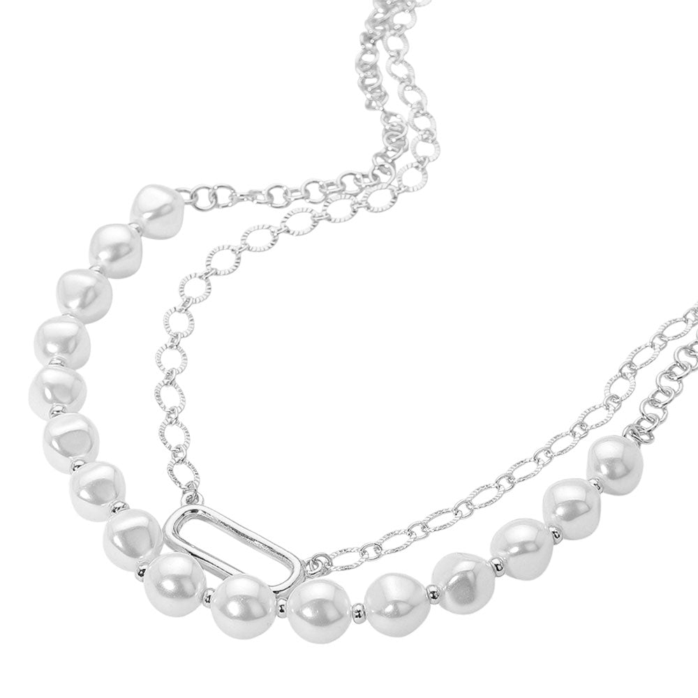 iLLASPARKZ Pearl Chain Link Layered Necklace