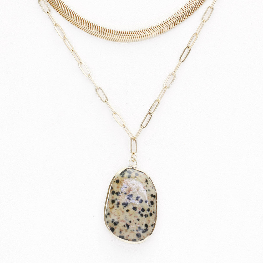 iLLASPARKZ Natural Stone Pendant Double Layered Necklace