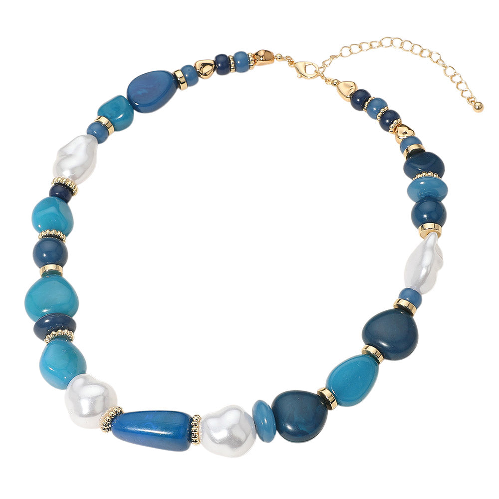 iLLASPARKZ Colorful Pebble Organic Pearl Beaded Chunky Chain Necklace