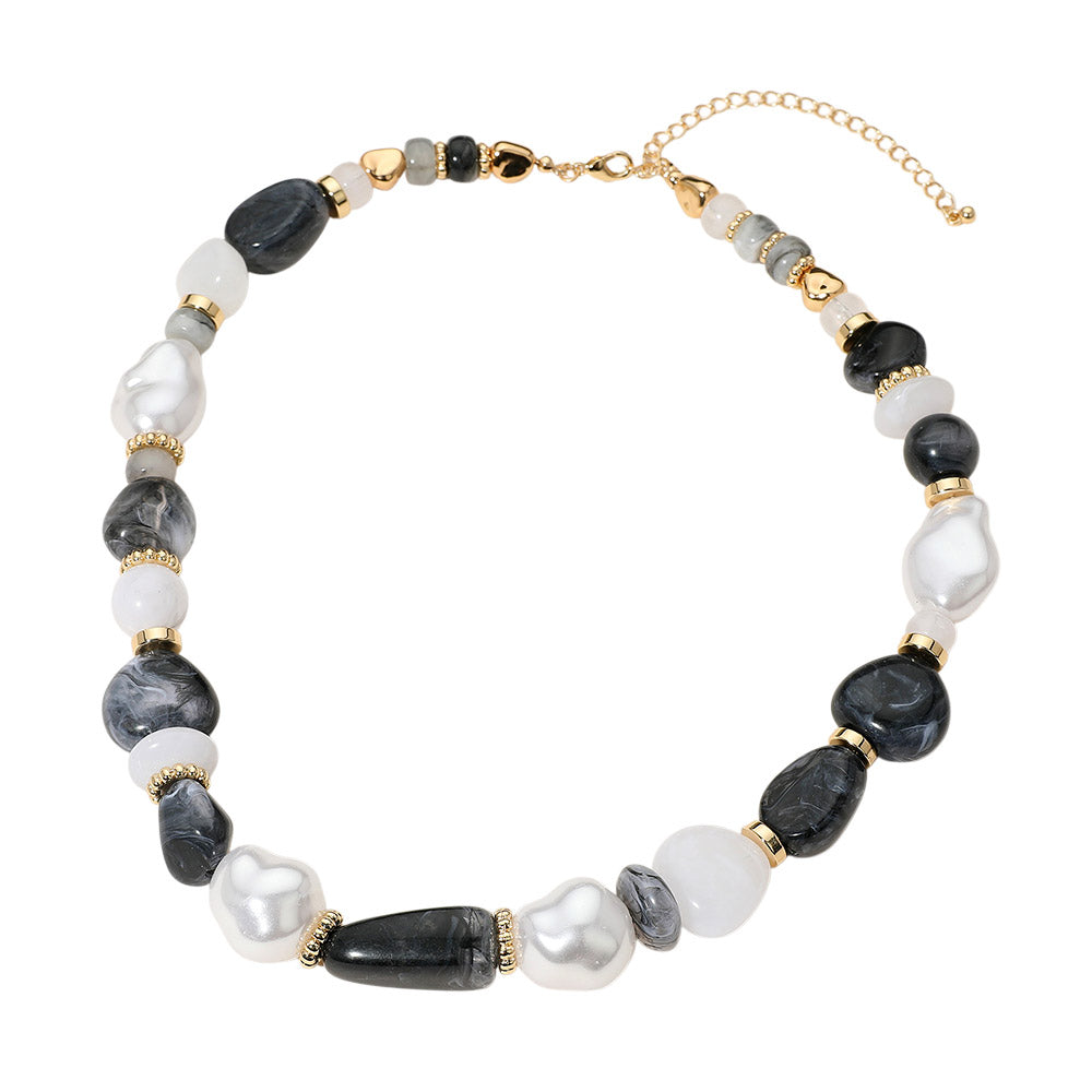iLLASPARKZ Colorful Pebble Organic Pearl Beaded Chunky Chain Necklace
