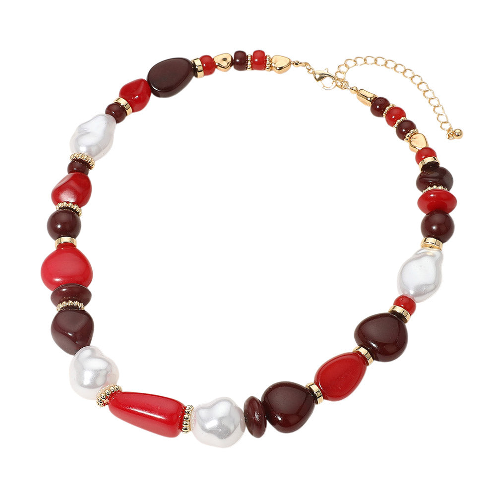 iLLASPARKZ Colorful Pebble Organic Pearl Beaded Chunky Chain Necklace