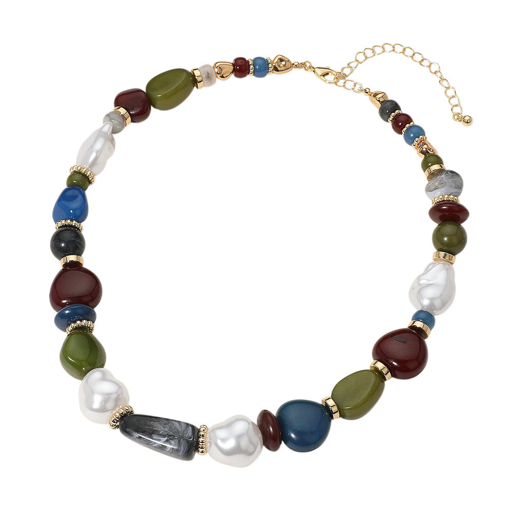 iLLASPARKZ Colorful Pebble Organic Pearl Beaded Chunky Chain Necklace