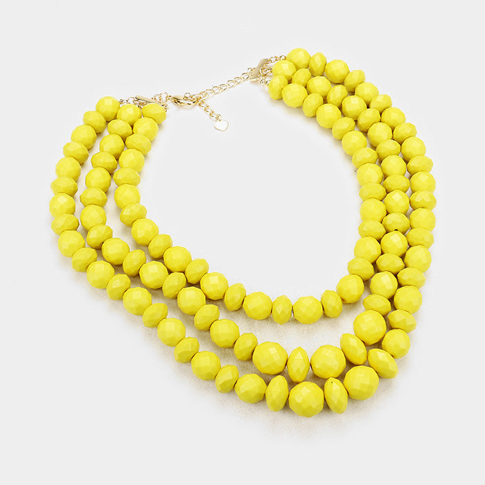 iLLASPARKZ Triple Strand Beaded Bib Necklace