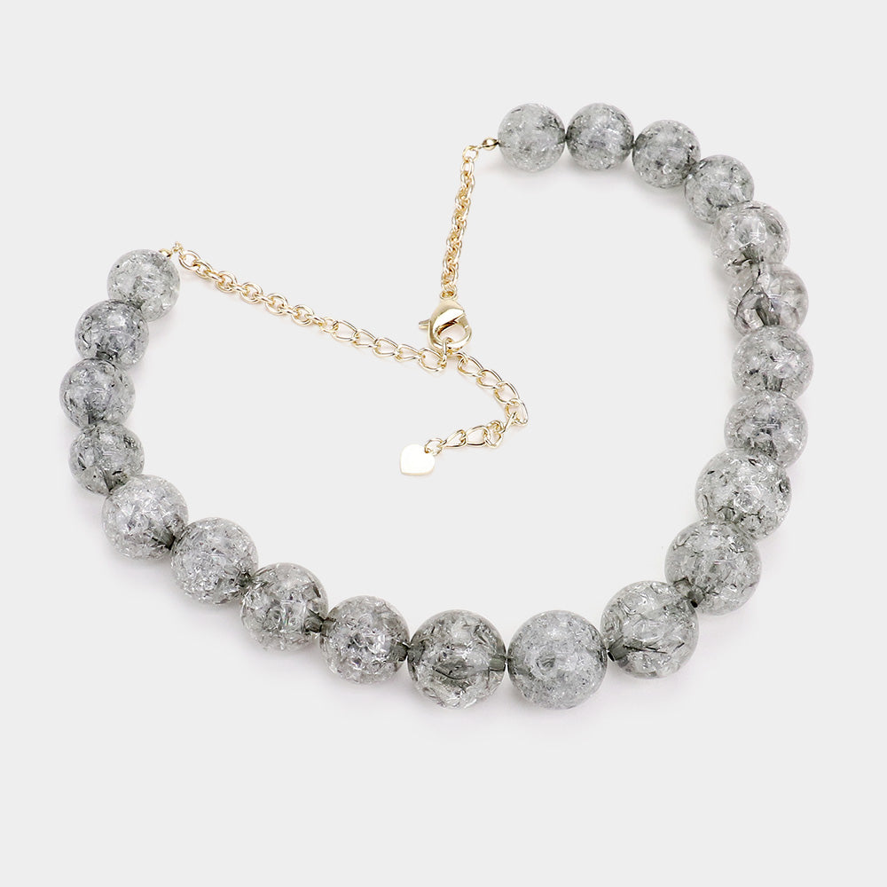 iLLASPARKZ Cracked Lucite Bead Ball Necklace