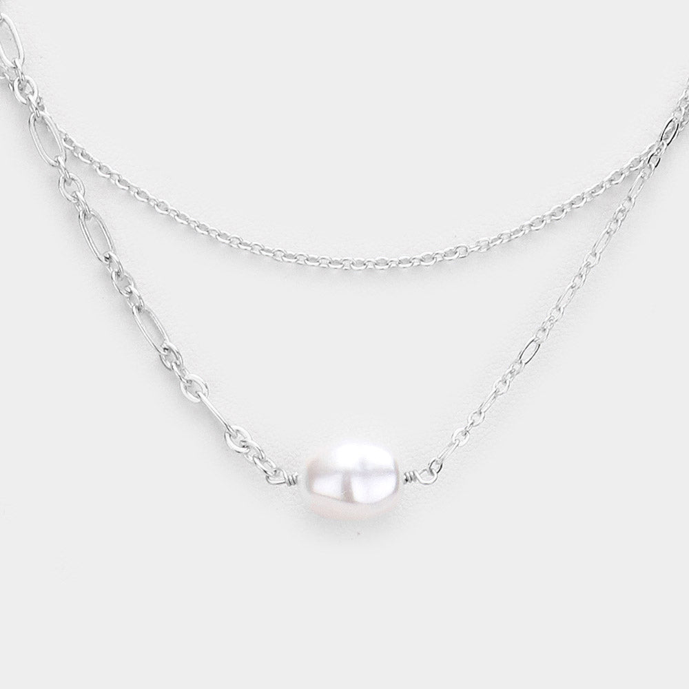 iLLASPARKZ Freshwater Pearl Pendant Layered Necklace
