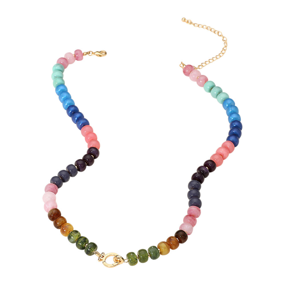 iLLASPARKZ Marbled Beaded Clasp Accent Necklace
