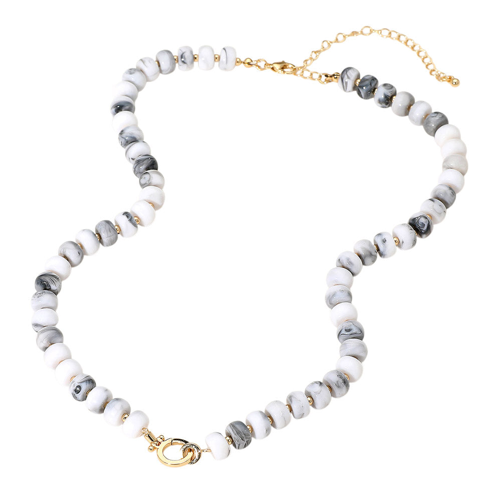 iLLASPARKZ Marbled Beaded Clasp Accent Necklace