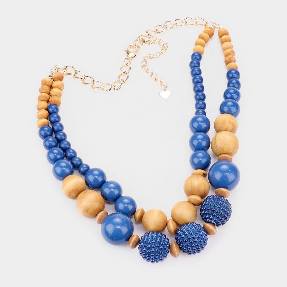 iLLASPARKZ Wood Resin Ball Double Layered Necklace