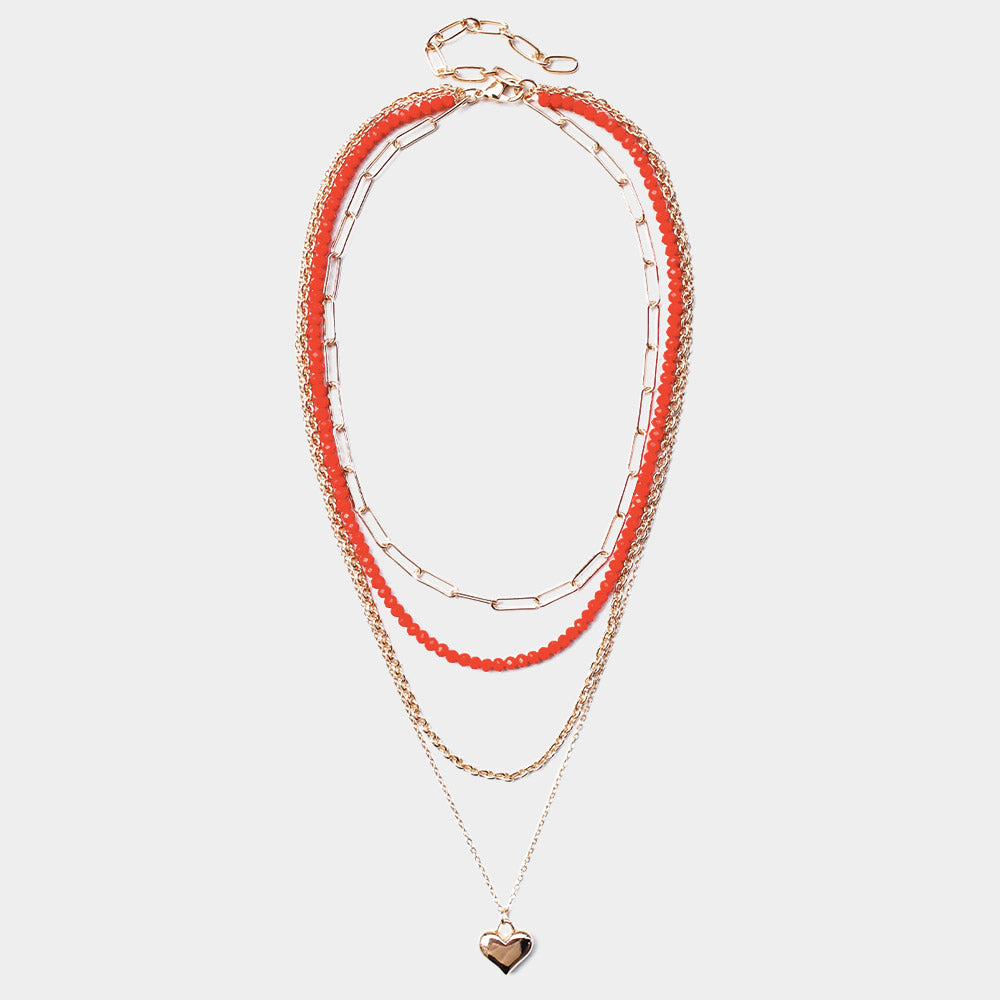 iLLASPARKZ Metal Heart Pendant Multi Layered Necklace